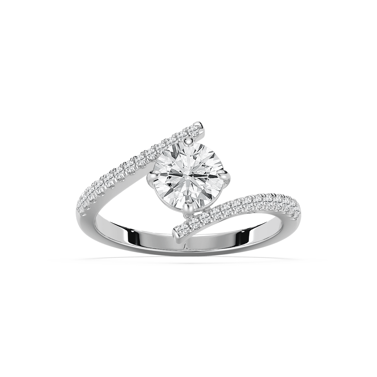 Alira 1 ¹⁄₈ ctw Round Lab Grown Diamond Bypass Side Stone Engagement Ring