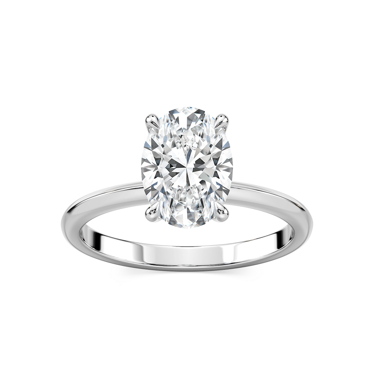 Alma Oval Lab Grown Diamond Knife Edge Solitaire Engagement Ring