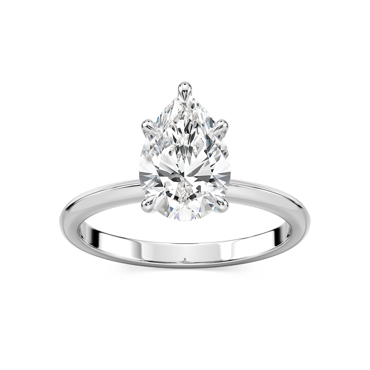 Alma Pear Lab Grown Diamond Knife Edge Solitaire Engagement Ring