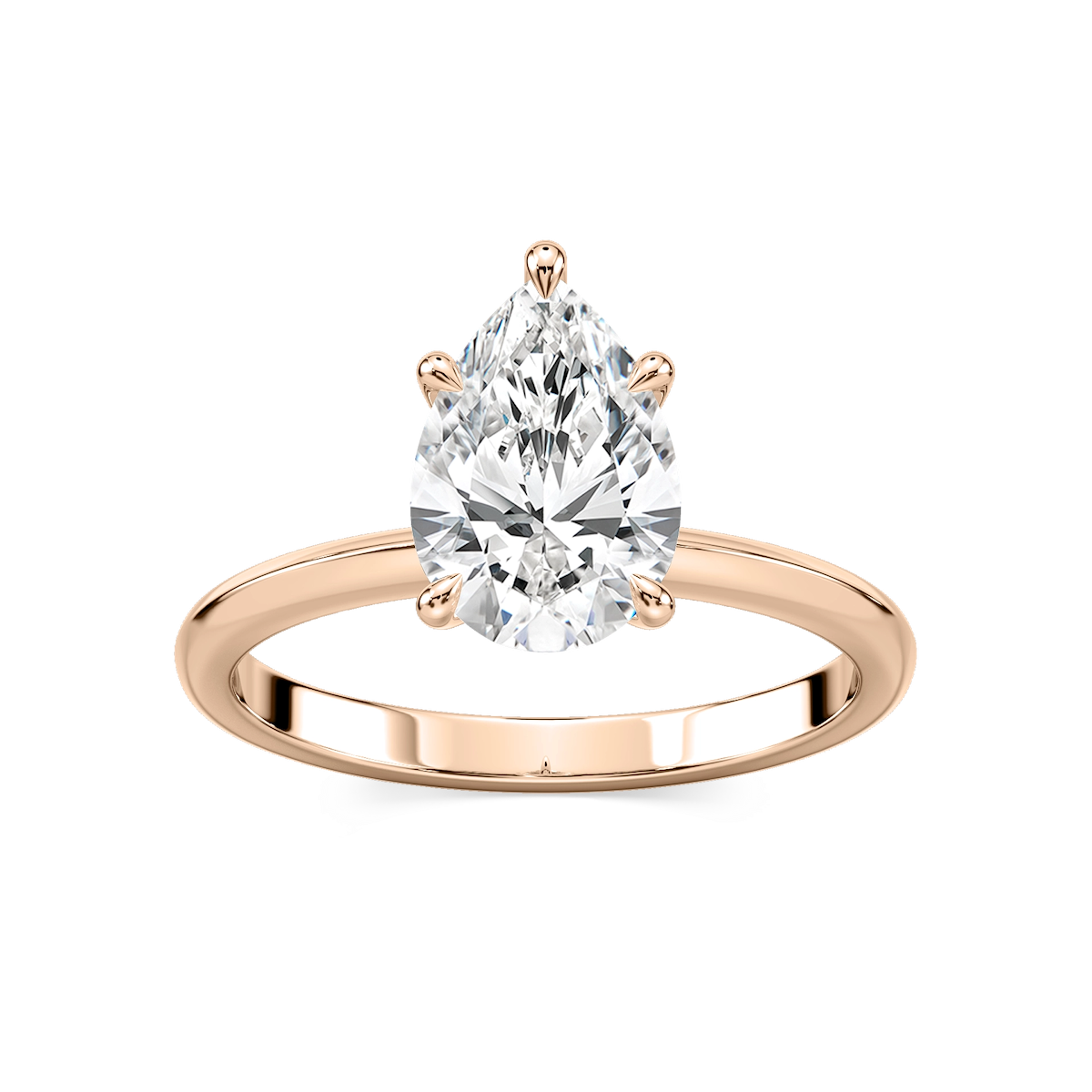 Alma Pear Lab Grown Diamond Knife Edge Solitaire Engagement Ring