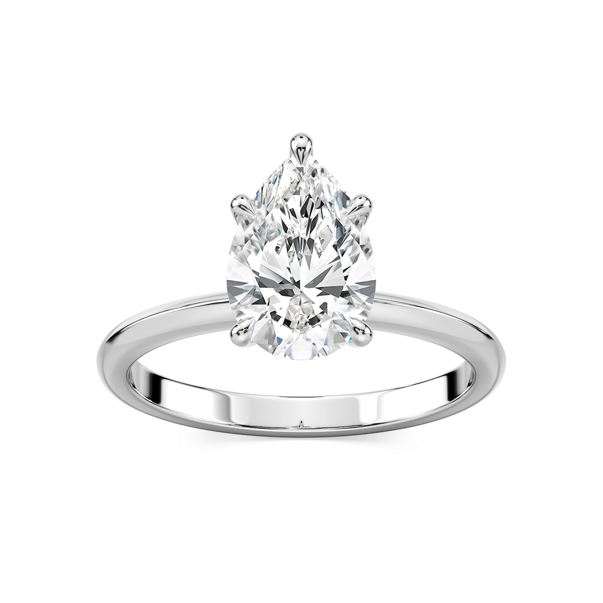 Alma Pear Lab Grown Diamond Knife Edge Solitaire Engagement Ring