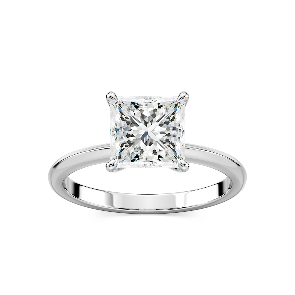 Alma Princess Lab Grown Diamond Knife Edge Solitaire Engagement Ring
