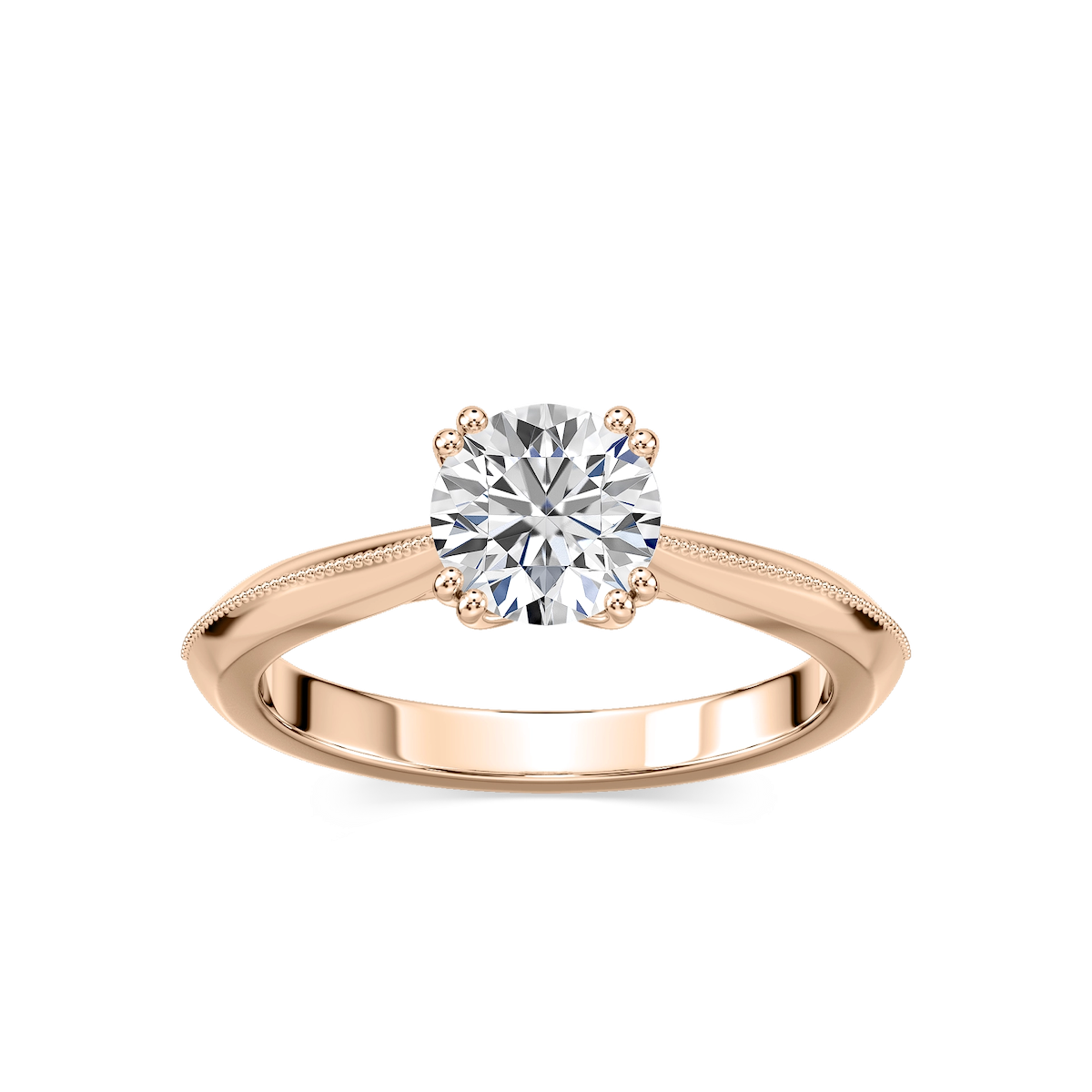 Amelia Lab Grown Diamond Milgrain Knife Edge Double Prong Solitaire Engagement Ring