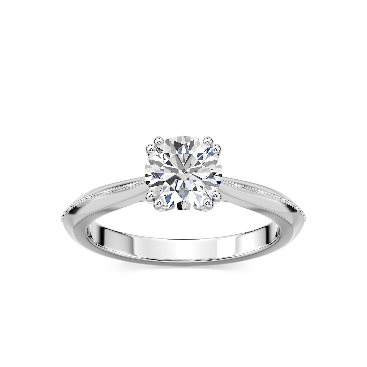 Amelia Lab Grown Diamond Milgrain Knife Edge Double Prong Solitaire Engagement Ring