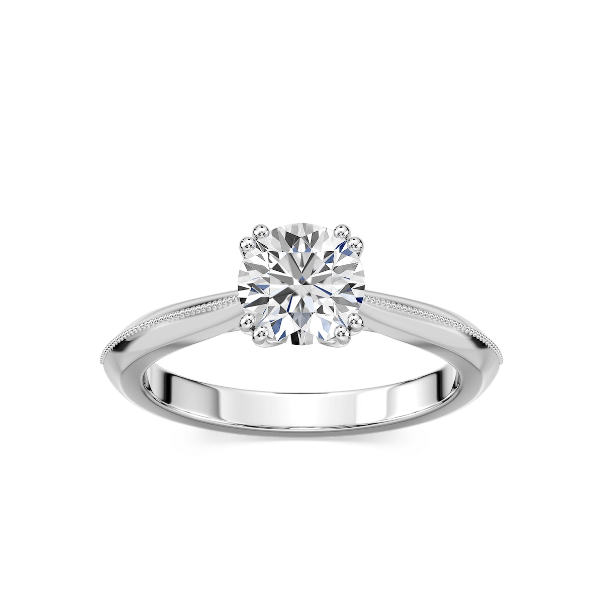 Amelia Lab Grown Diamond Milgrain Knife Edge Double Prong Solitaire Engagement Ring
