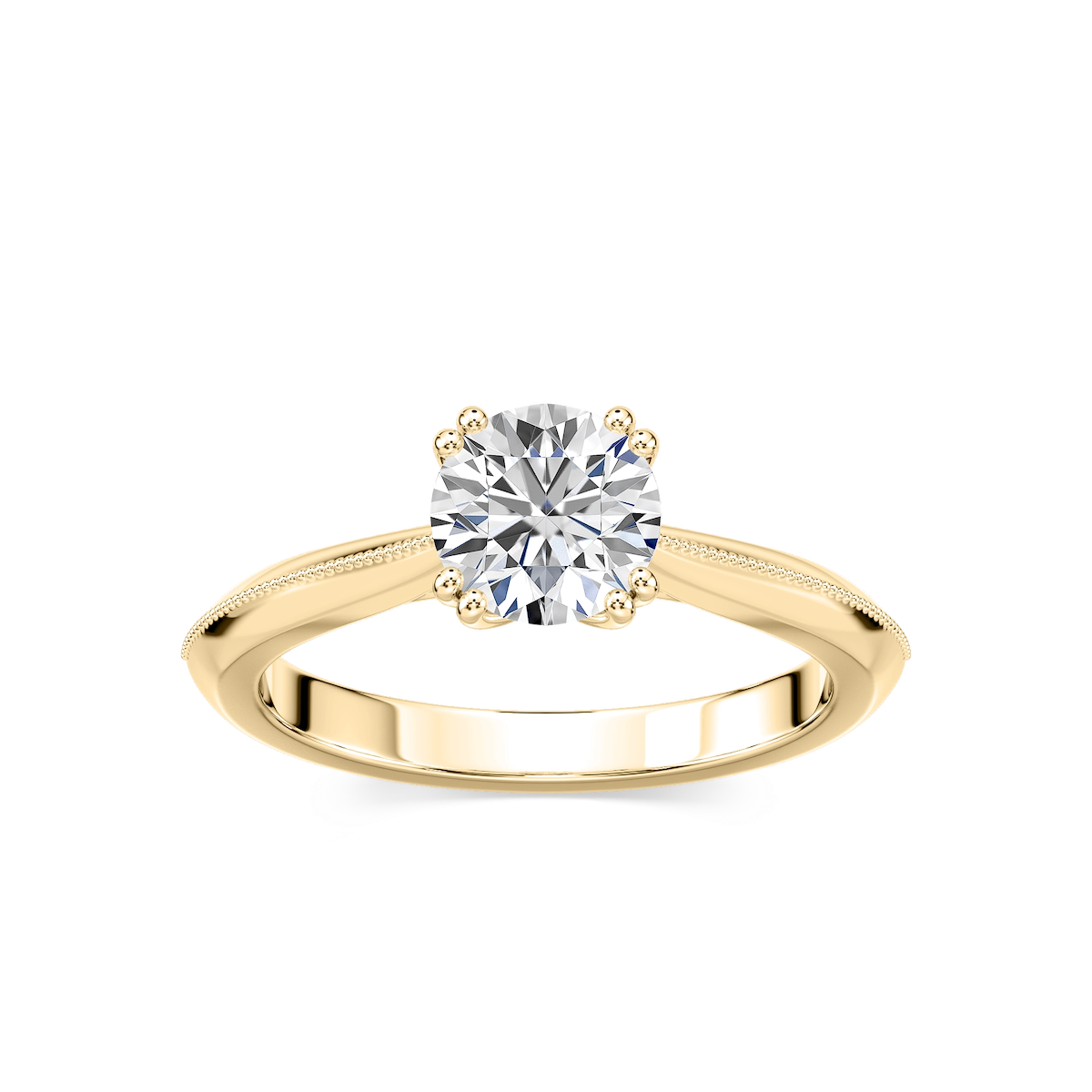 Amelia Lab Grown Diamond Milgrain Knife Edge Double Prong Solitaire Engagement Ring