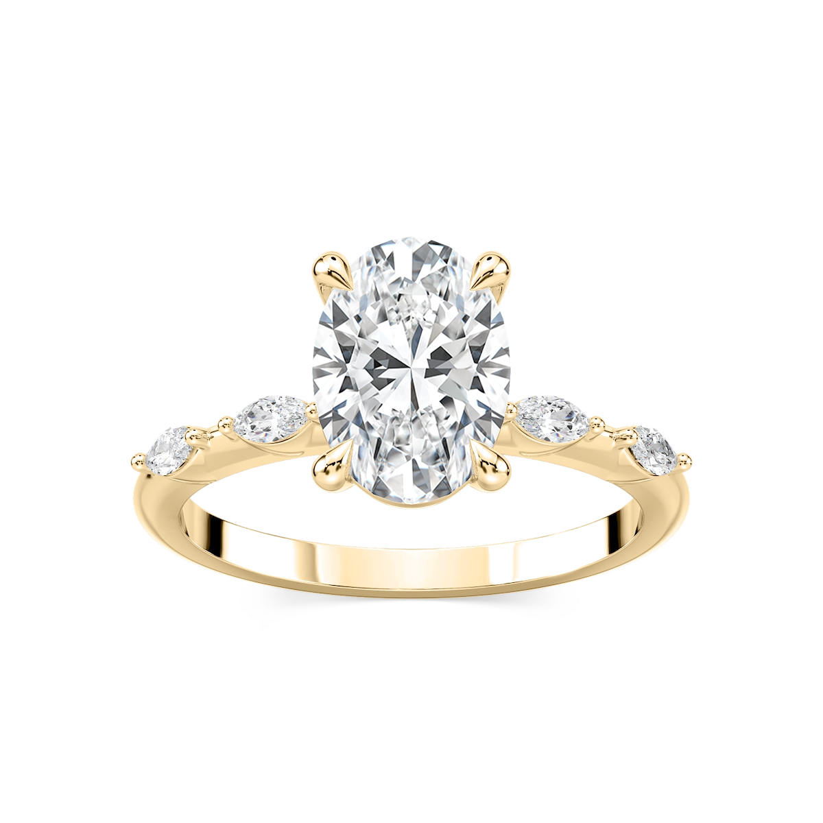 Amelie Oval Lab Grown Diamond Spaced Marquise Side Stone Engagement Ring