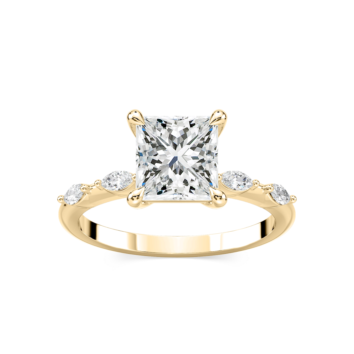 Amelie Princess Lab Grown Diamond Spaced Marquise Side Stone Engagement Ring