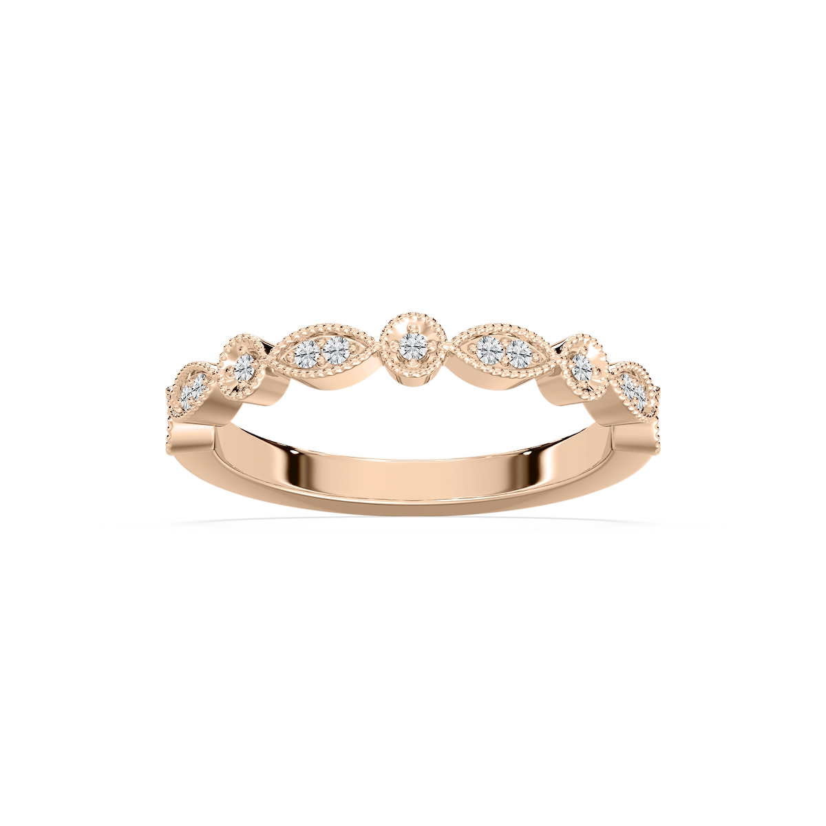 Victoria 1/8 ctw Round Lab Grown Diamond Milgrain Stackable Band