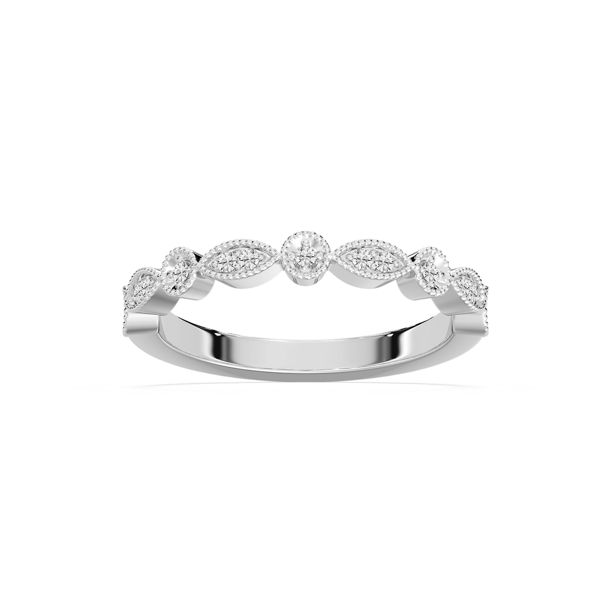Victoria 1/8 ctw Round Lab Grown Diamond Milgrain Stackable Band