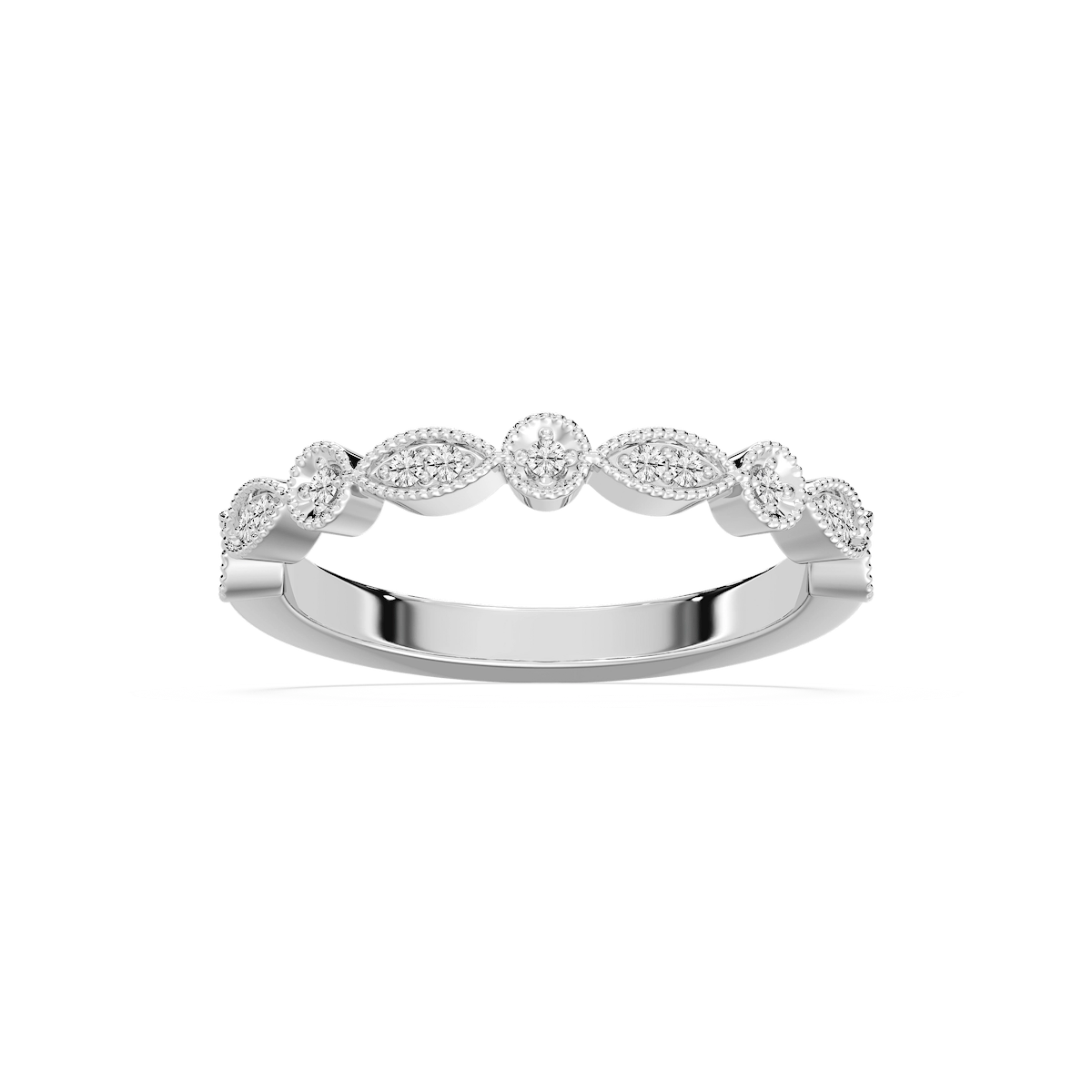 Victoria 1/8 ctw Round Lab Grown Diamond Milgrain Stackable Band