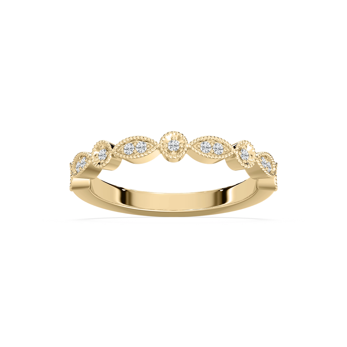 Victoria 1/8 ctw Round Lab Grown Diamond Milgrain Stackable Band