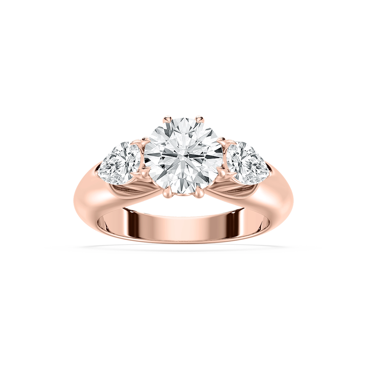 Anaiah 3 ctw Round Lab Grown Diamond Pear Duo Three Stone Engagement Ring