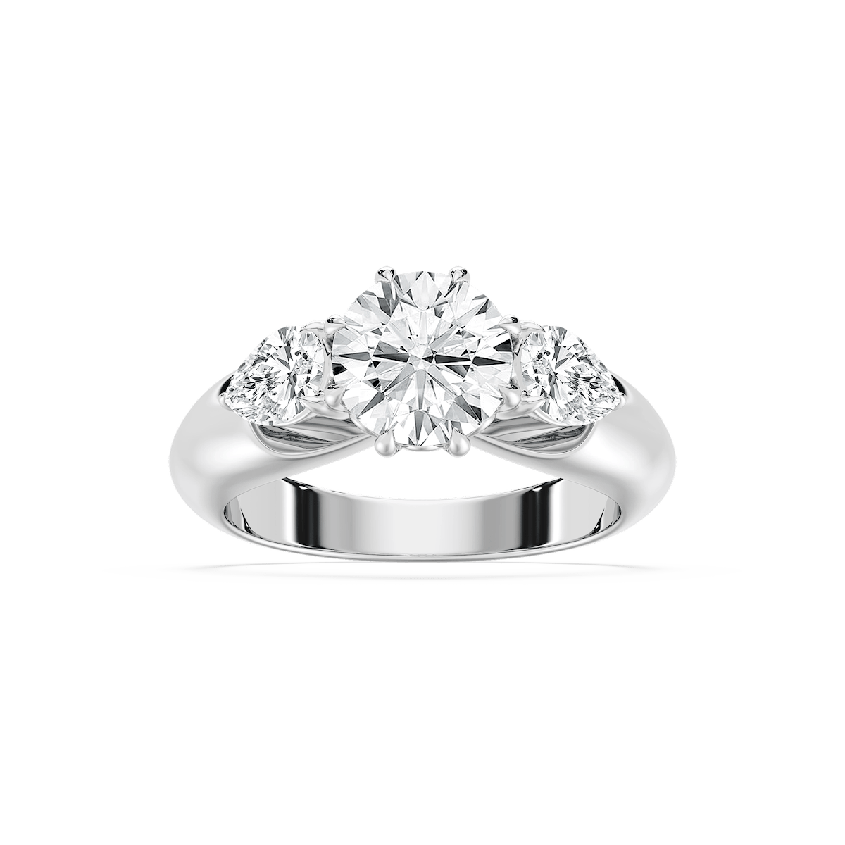 Anaiah 3 ctw Round Lab Grown Diamond Pear Duo Three Stone Engagement Ring