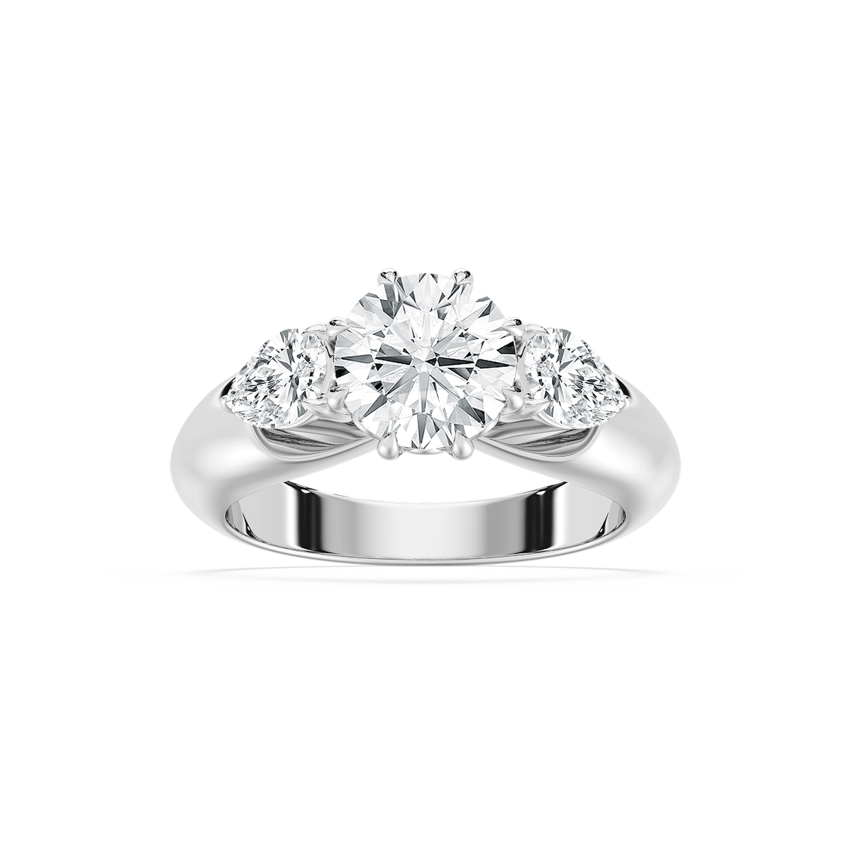 Anaiah 3 ctw Round Lab Grown Diamond Pear Duo Three Stone Engagement Ring