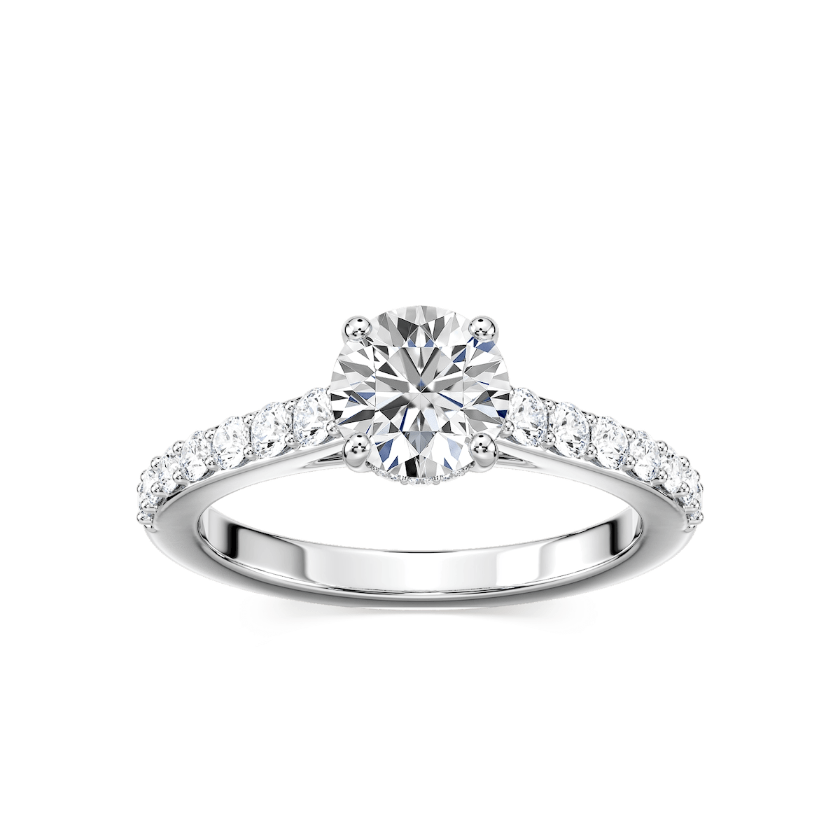 Angel Lab Grown Diamond Shared Prong Hidden Halo Engagement Ring