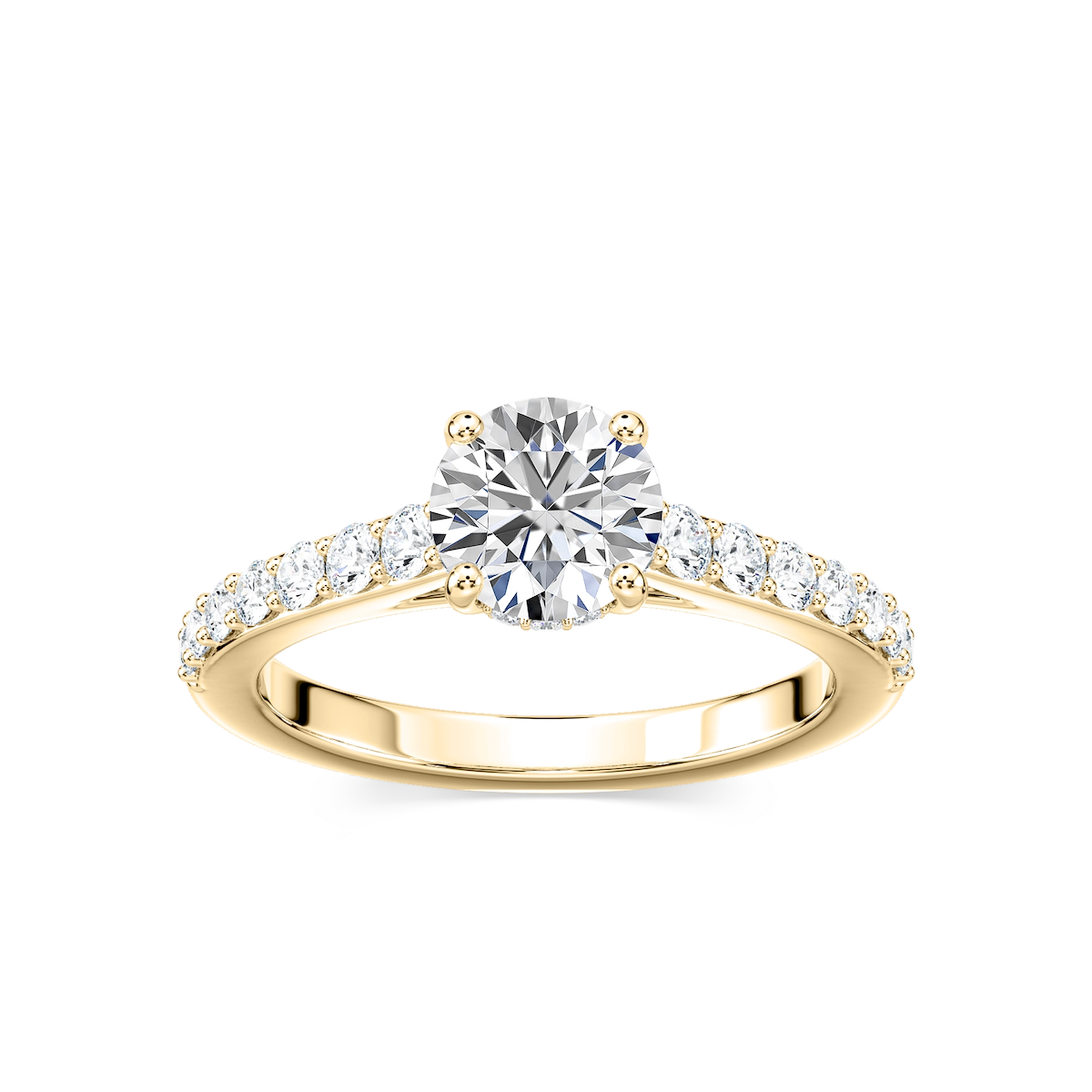 Angel Lab Grown Diamond Shared Prong Hidden Halo Engagement Ring