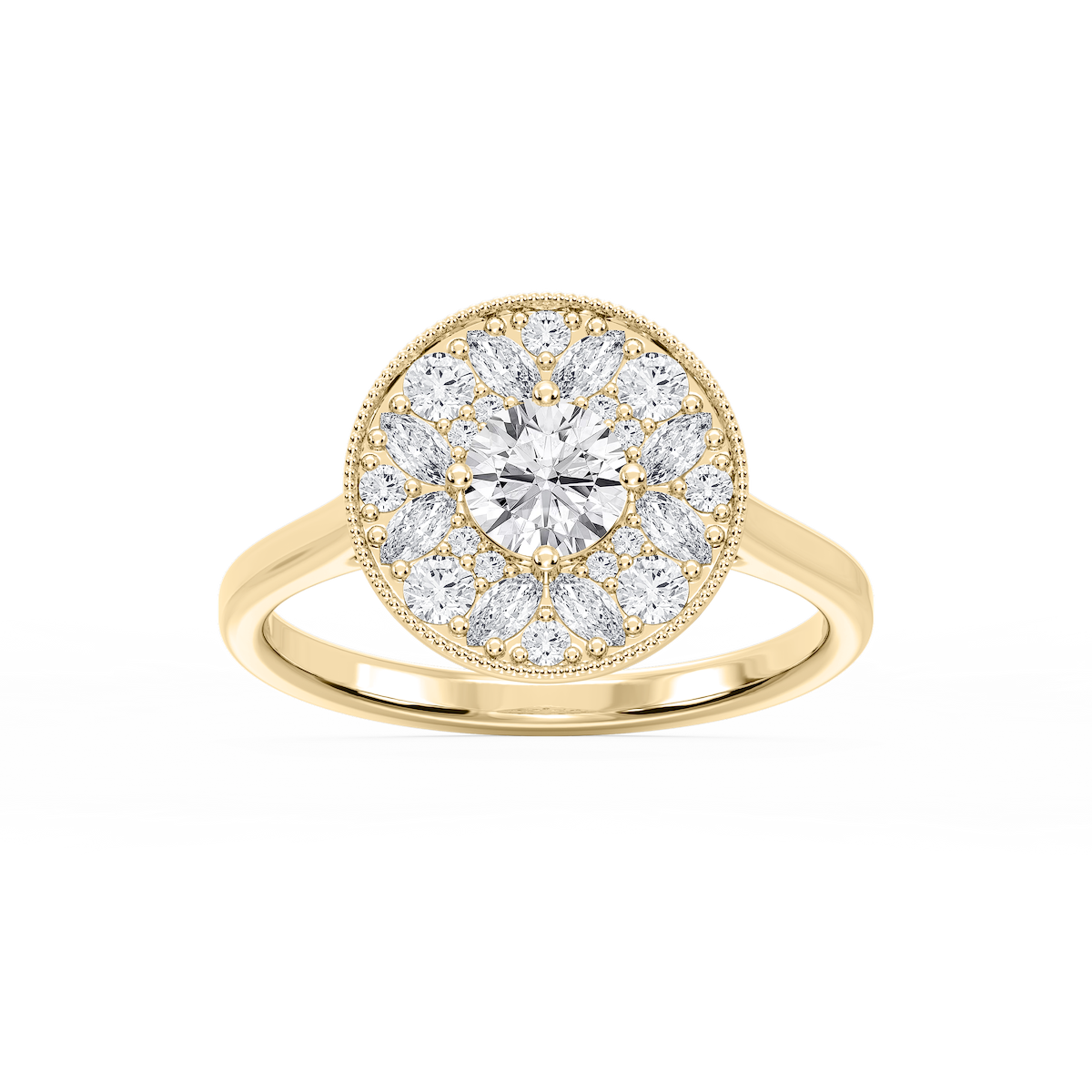 Annika 1 ctw Round and Marquise Lab Grown Diamond Multi Shape Halo Vintage Promise Ring