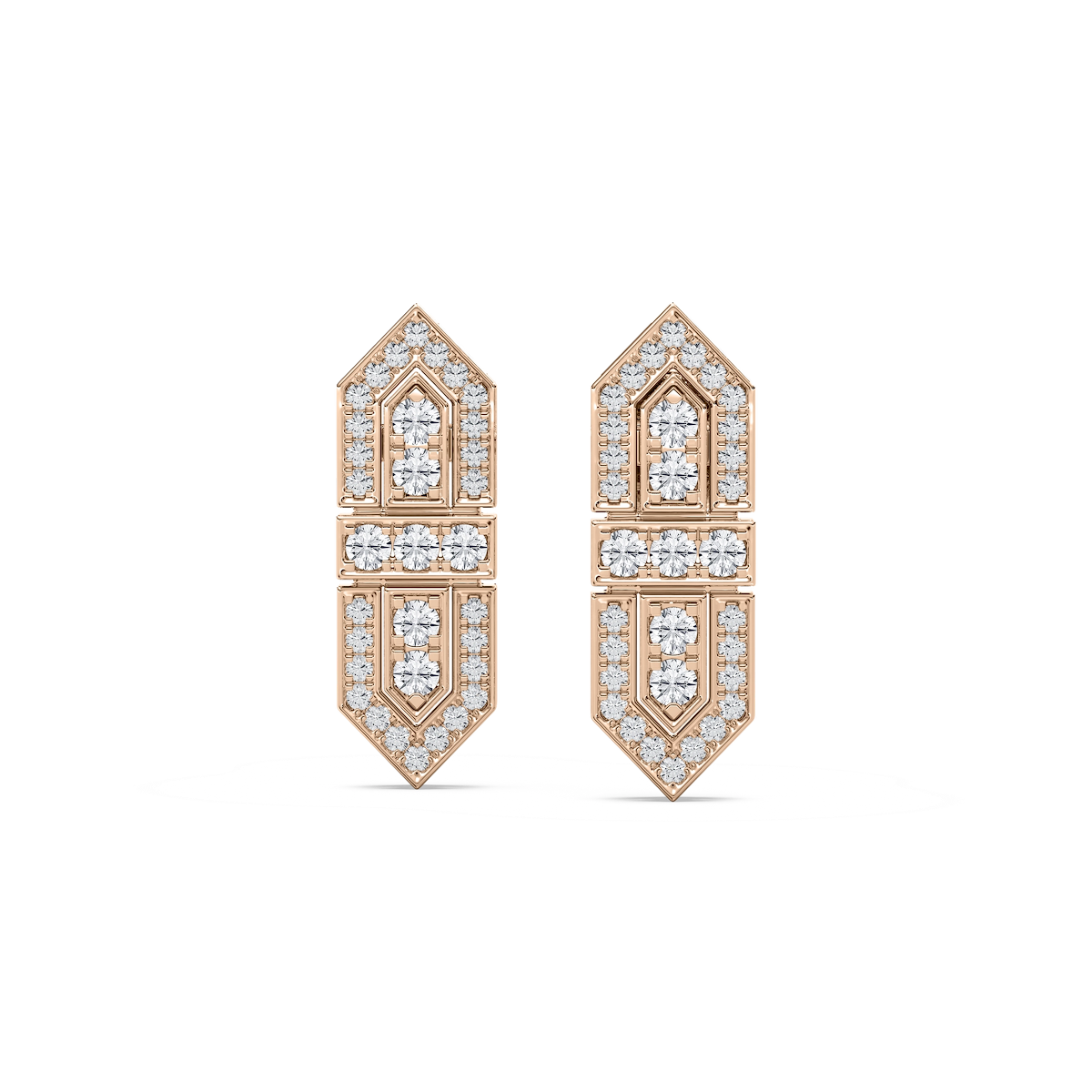 2/3 ctw Round Lab Grown Diamond Art Deco Shield Earrings