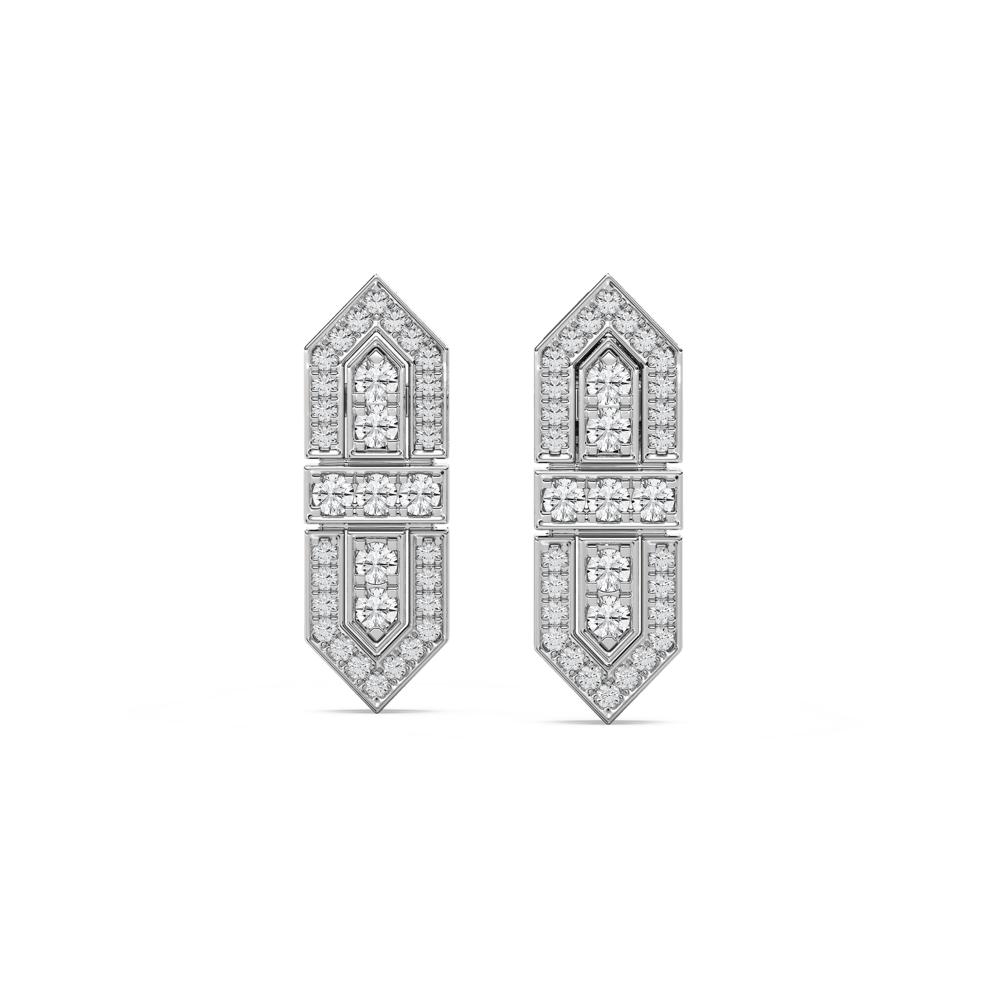 2/3 ctw Round Lab Grown Diamond Art Deco Shield Earrings