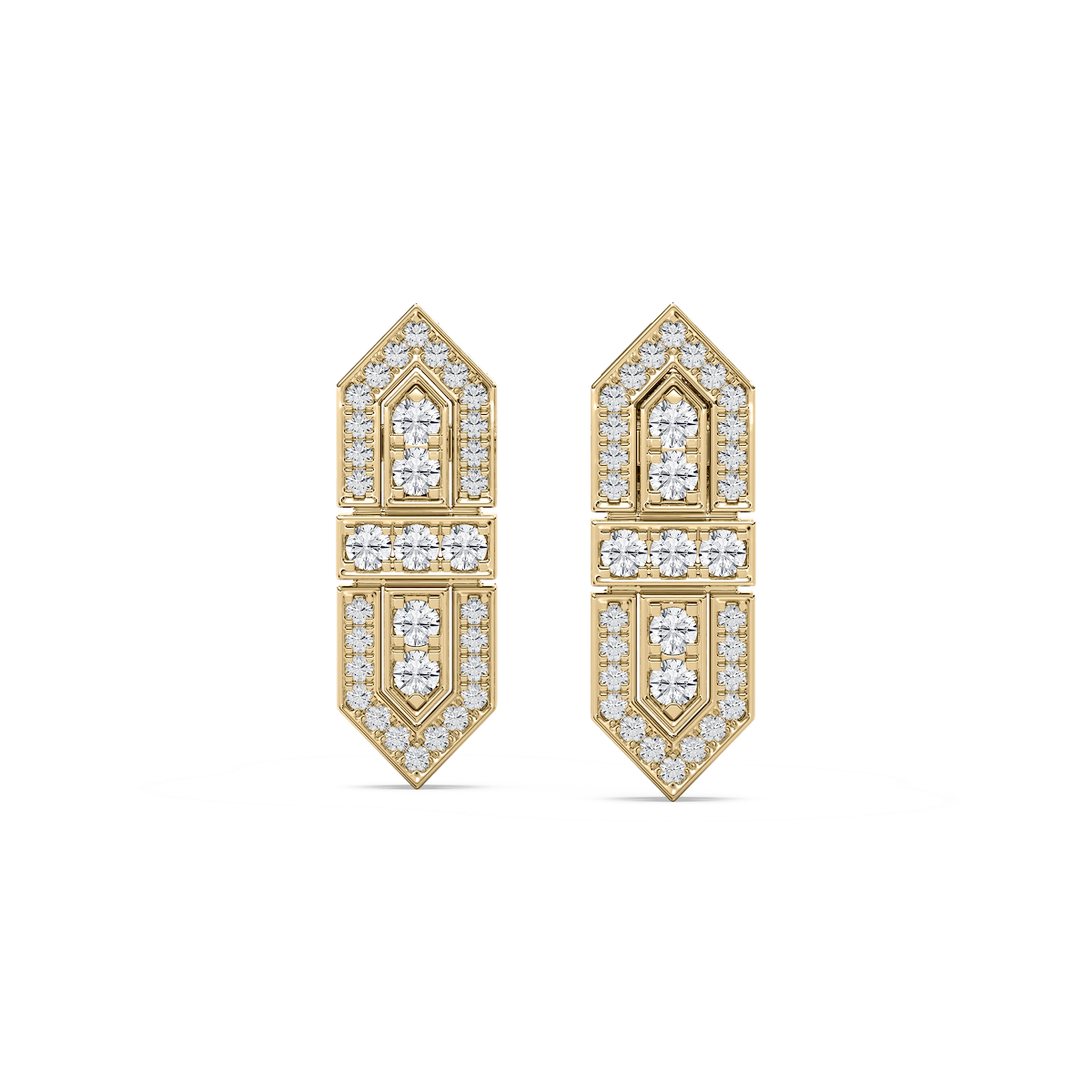2/3 ctw Round Lab Grown Diamond Art Deco Shield Earrings