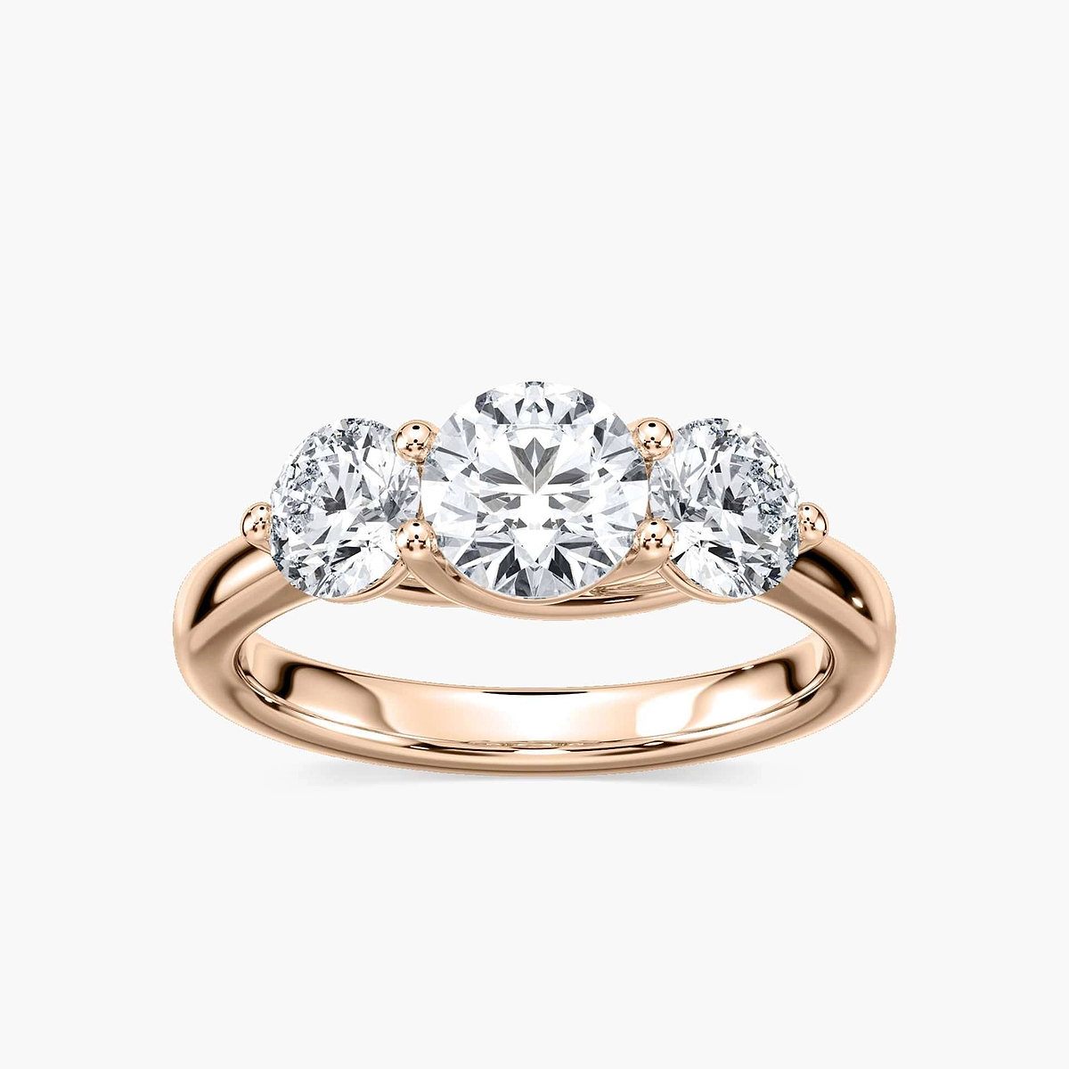 Alexis Round Lab Grown Diamond Trellis Three Stone Engagement Ring