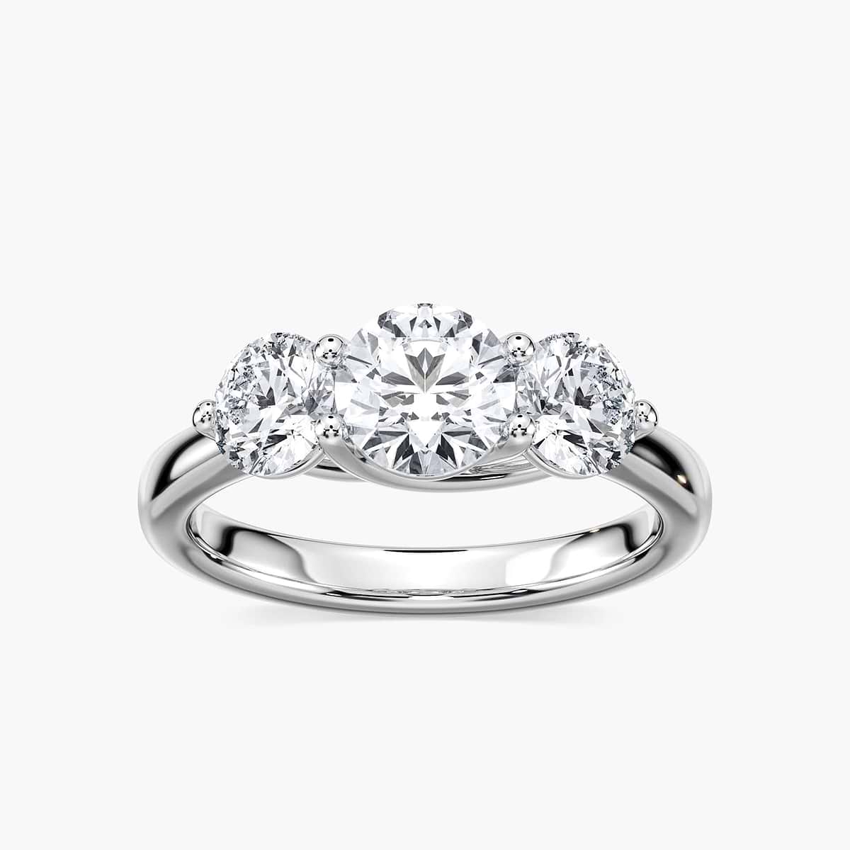 Alexis Round Lab Grown Diamond Trellis Three Stone Engagement Ring