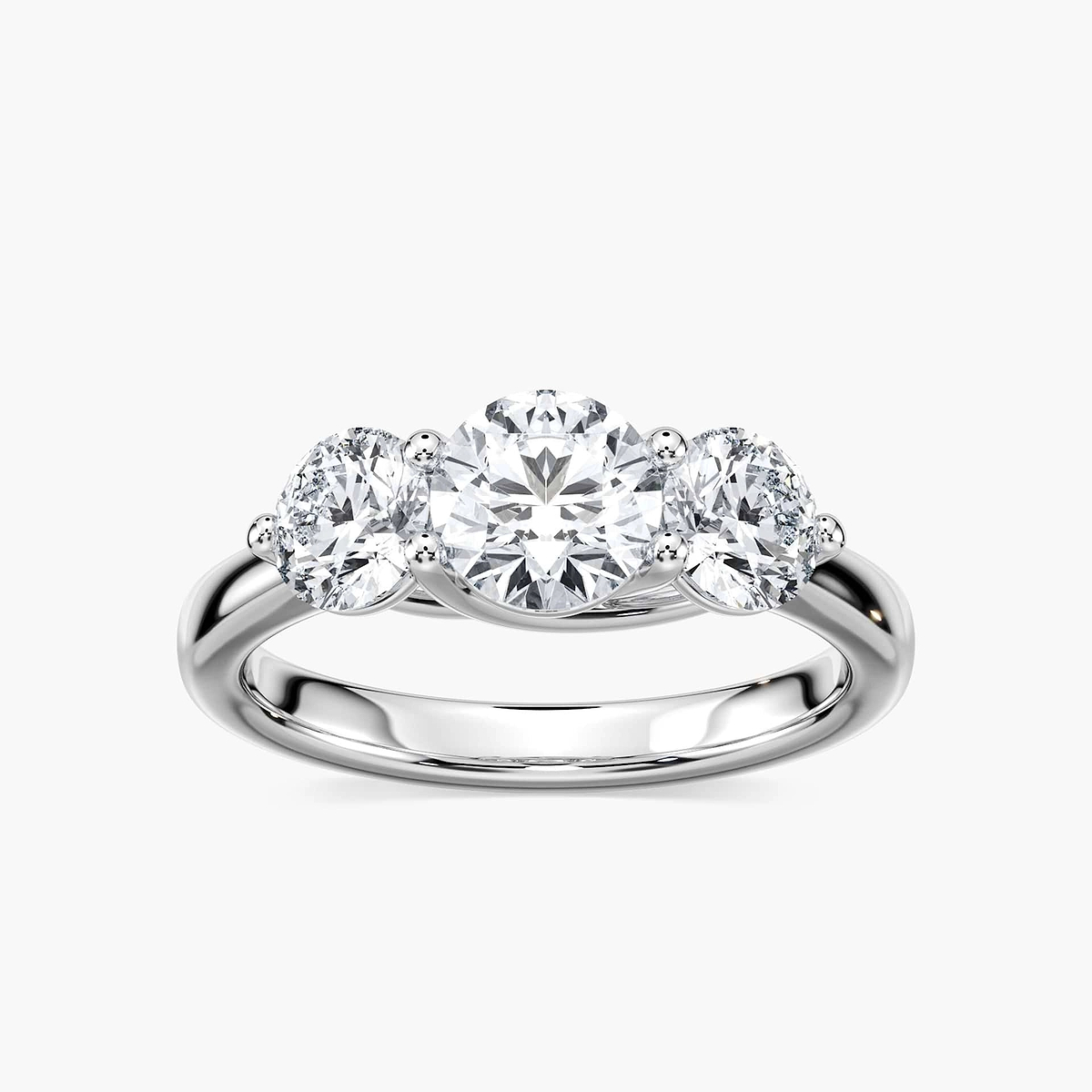 Alexis Round Lab Grown Diamond Trellis Three Stone Engagement Ring