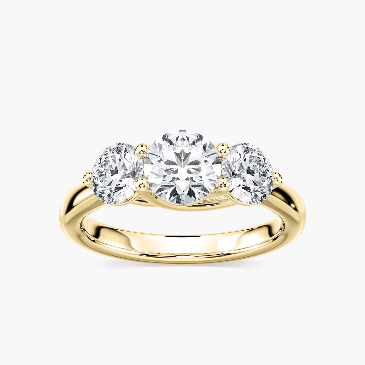 Alexis Round Lab Grown Diamond Trellis Three Stone Engagement Ring