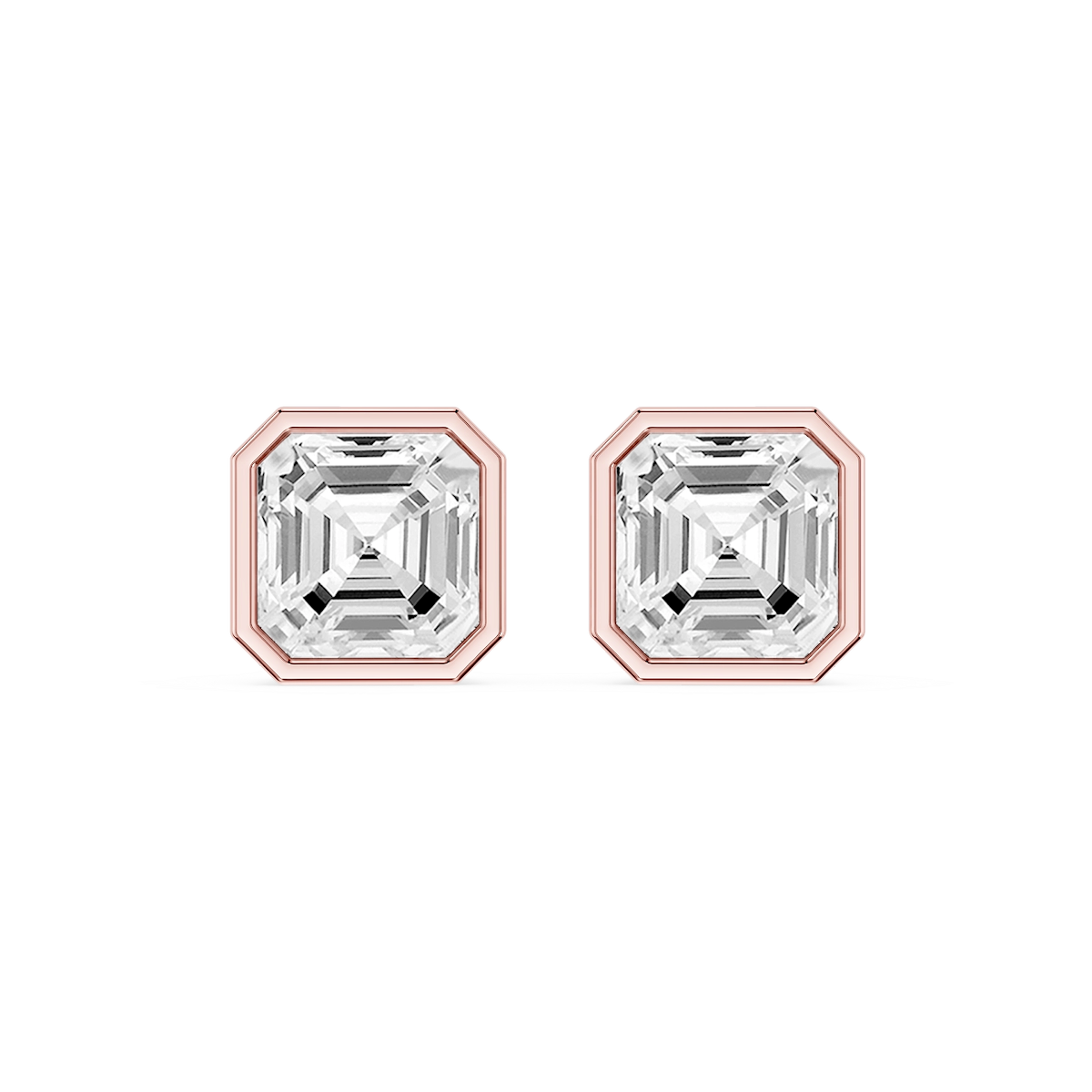 Asscher Lab Grown Diamond Bezel Set Certified Stud Earrings