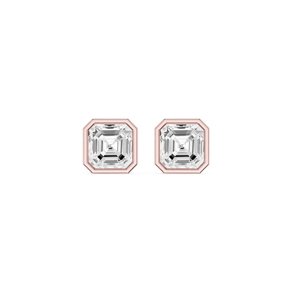 Asscher Lab Grown Diamond Bezel Set Certified Stud Earrings