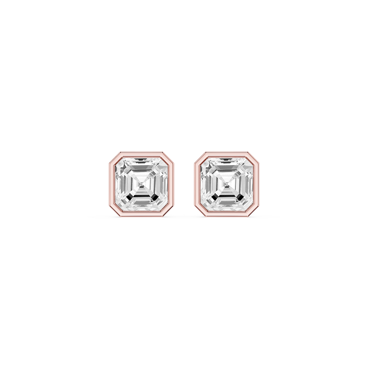 Asscher Lab Grown Diamond Bezel Set Certified Stud Earrings