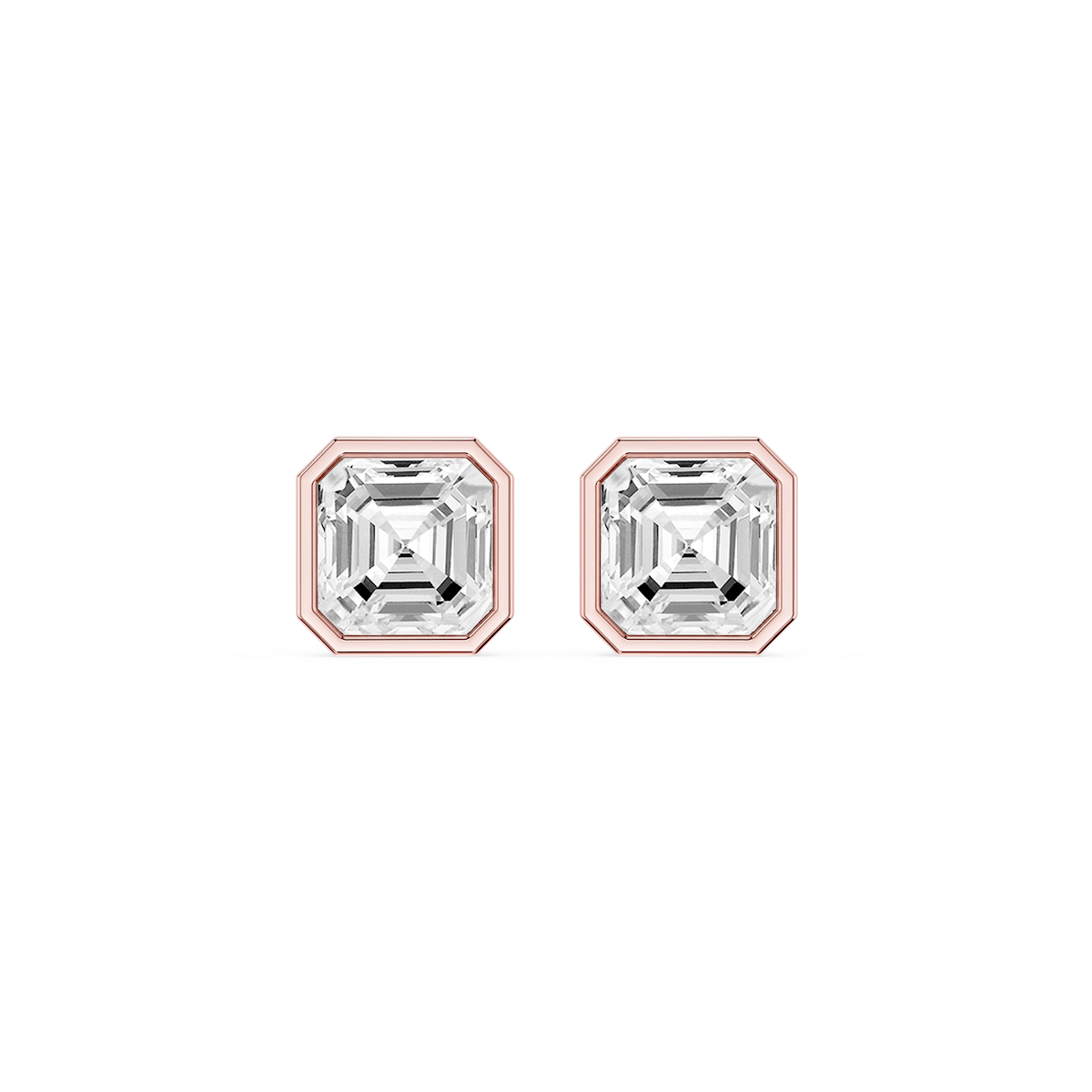 Asscher Lab Grown Diamond Bezel Set Certified Stud Earrings