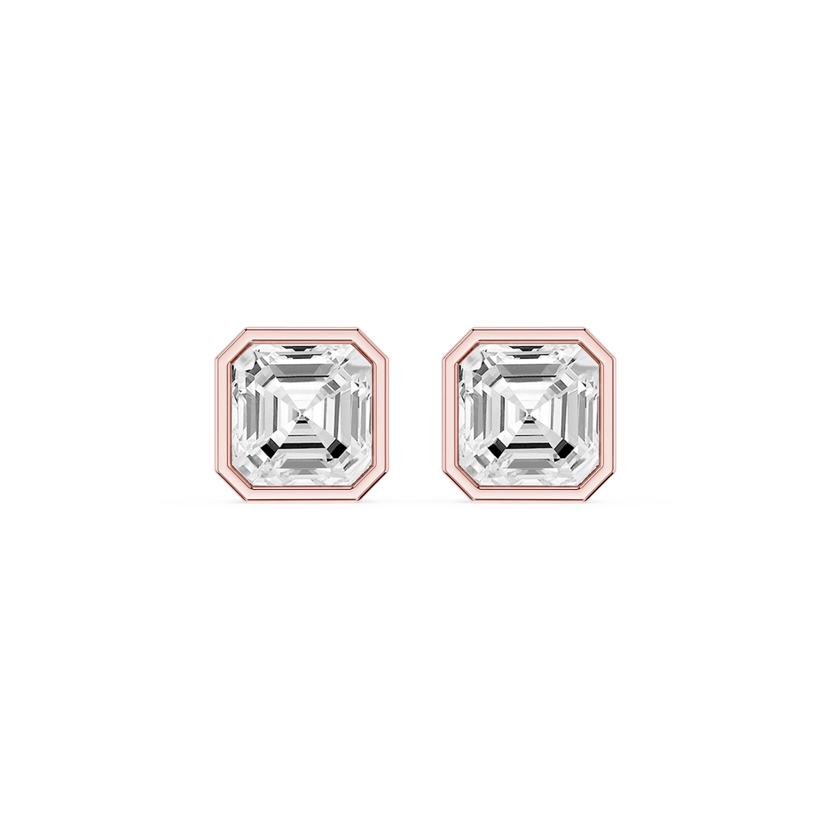 Asscher Lab Grown Diamond Bezel Set Certified Stud Earrings