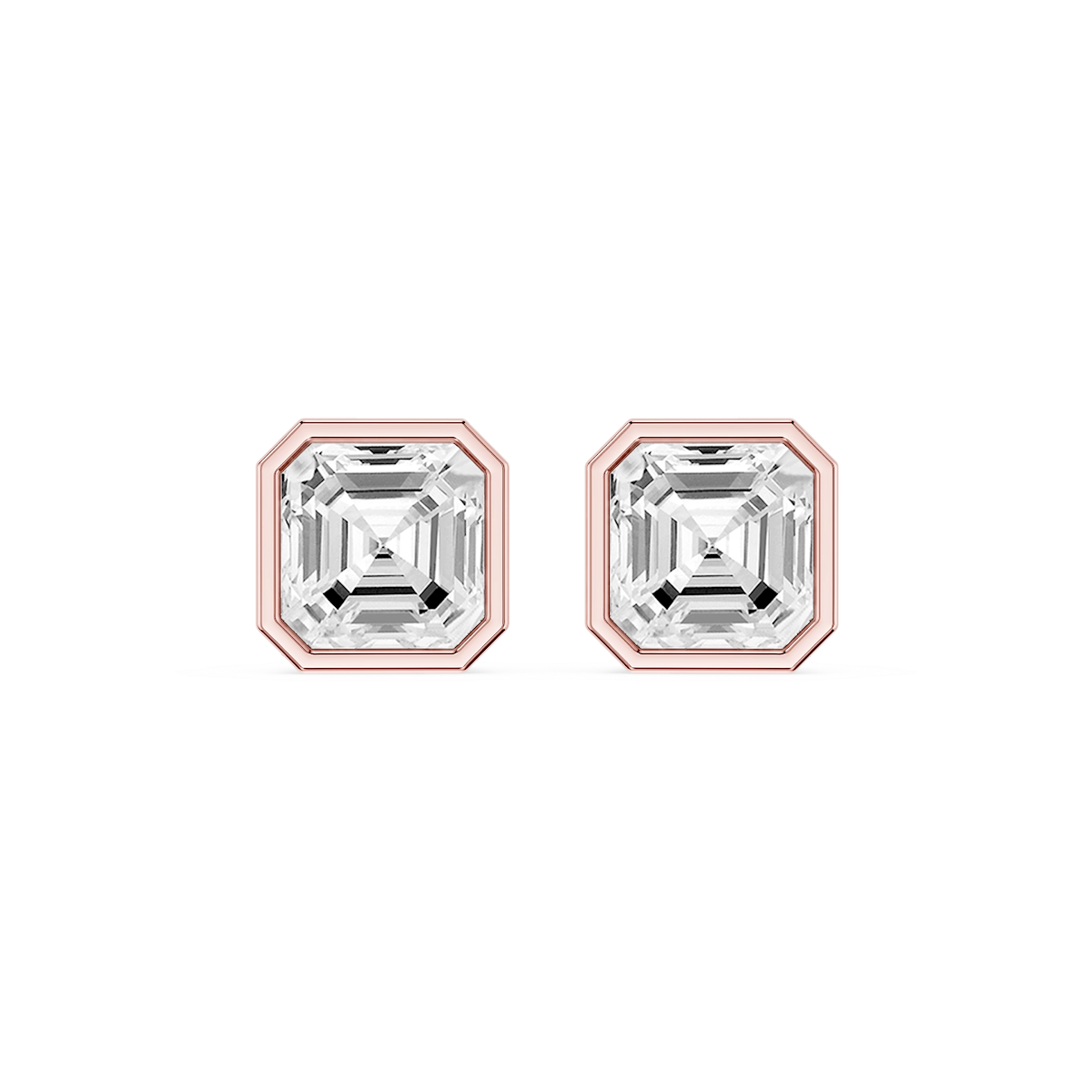 Asscher Lab Grown Diamond Bezel Set Certified Stud Earrings