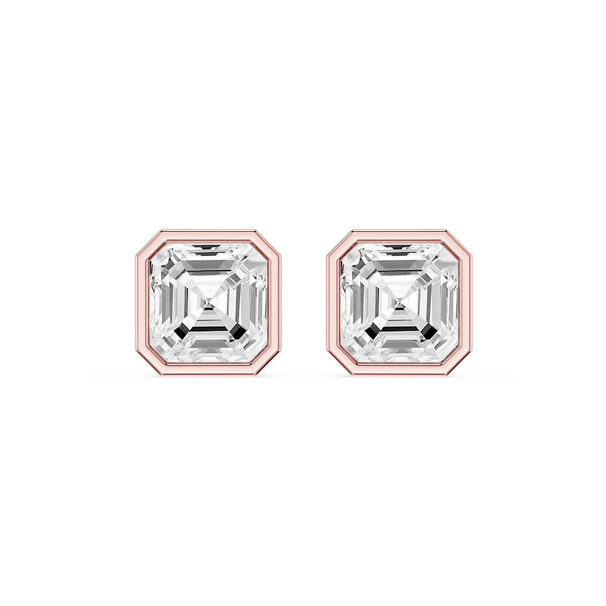Asscher Lab Grown Diamond Bezel Set Certified Stud Earrings