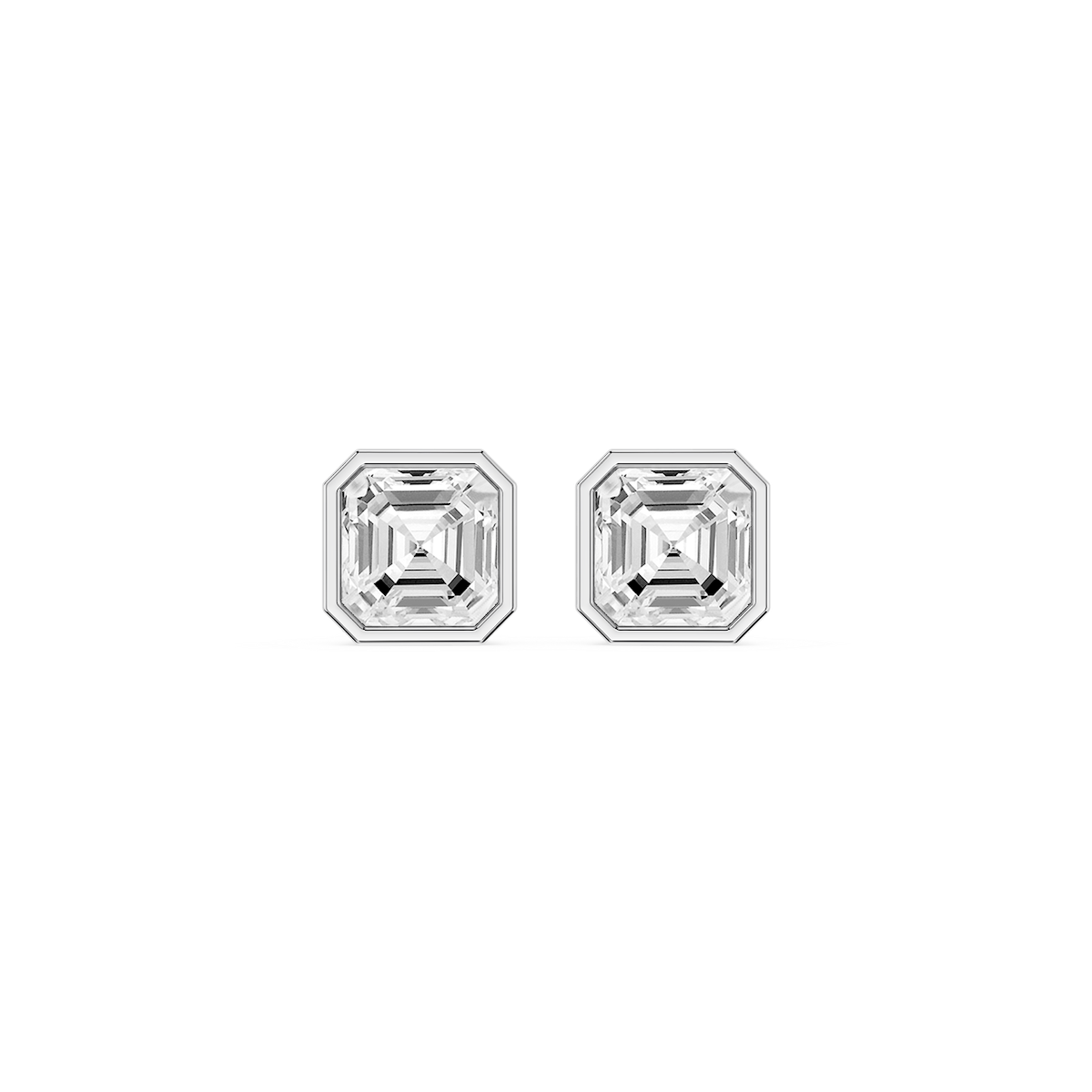 Asscher Lab Grown Diamond Bezel Set Certified Stud Earrings