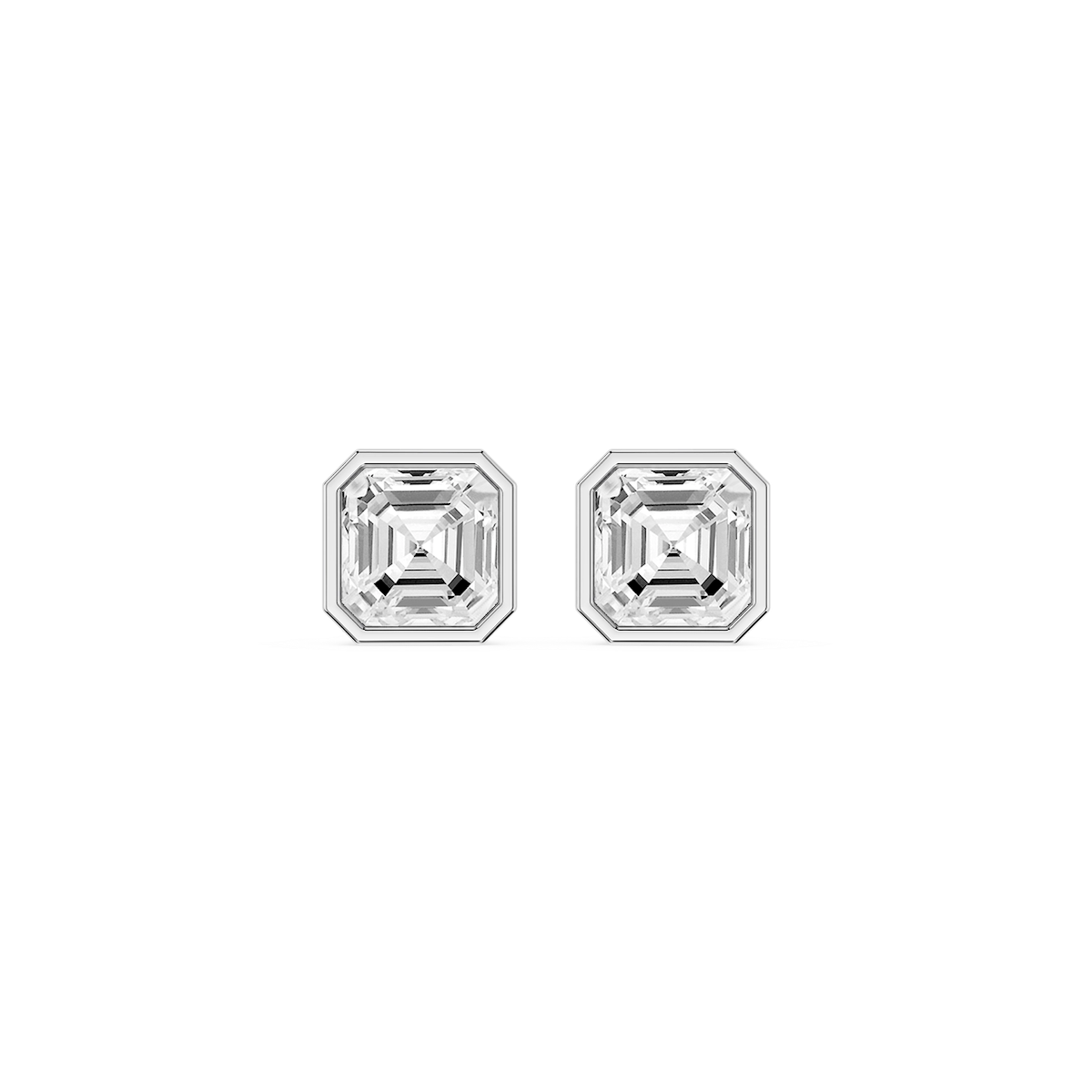 Asscher Lab Grown Diamond Bezel Set Certified Stud Earrings
