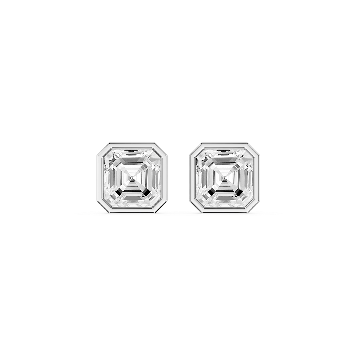 Asscher Lab Grown Diamond Bezel Set Certified Stud Earrings