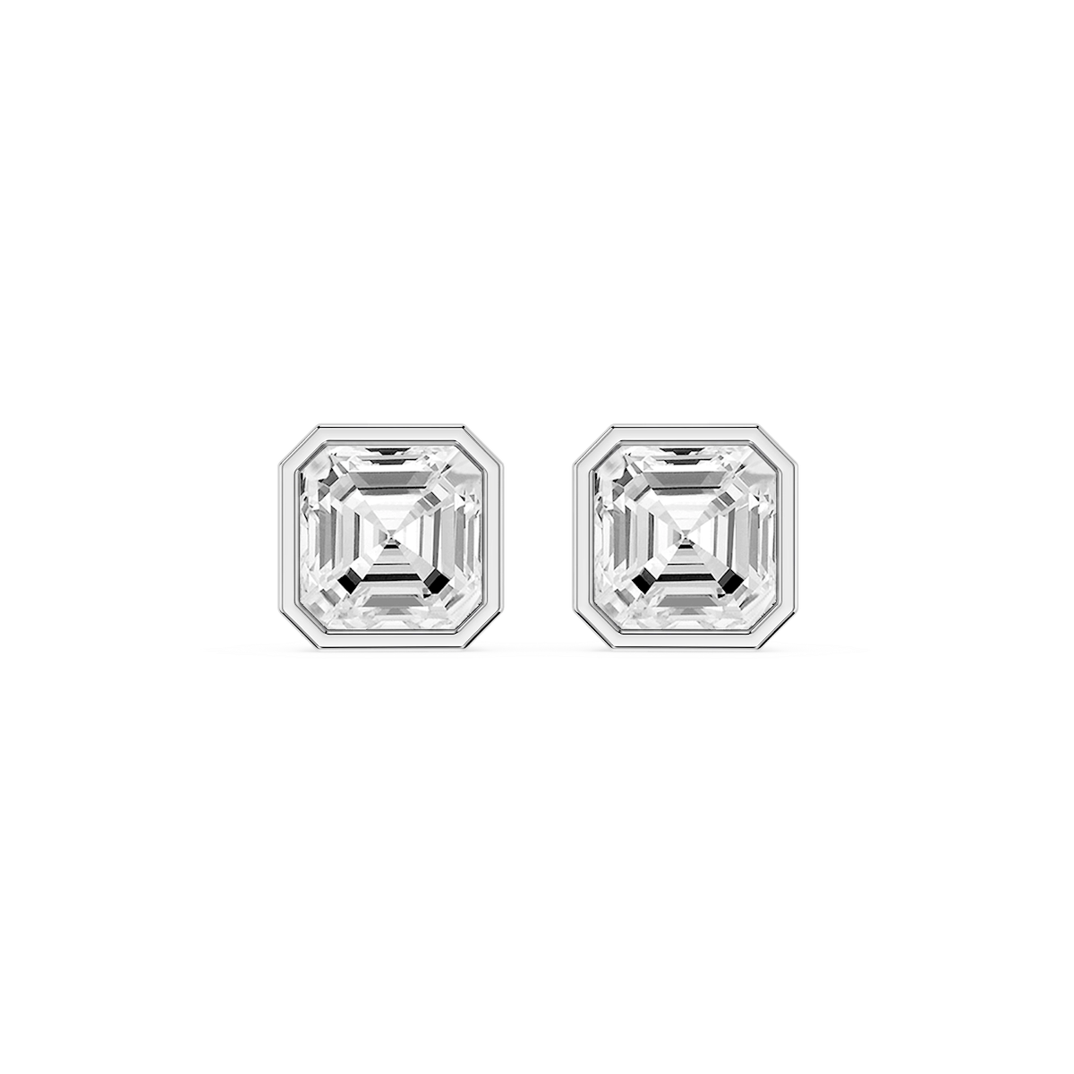 Asscher Lab Grown Diamond Bezel Set Certified Stud Earrings