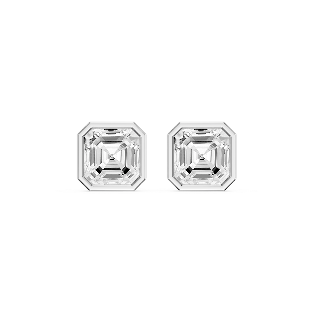 Asscher Lab Grown Diamond Bezel Set Certified Stud Earrings