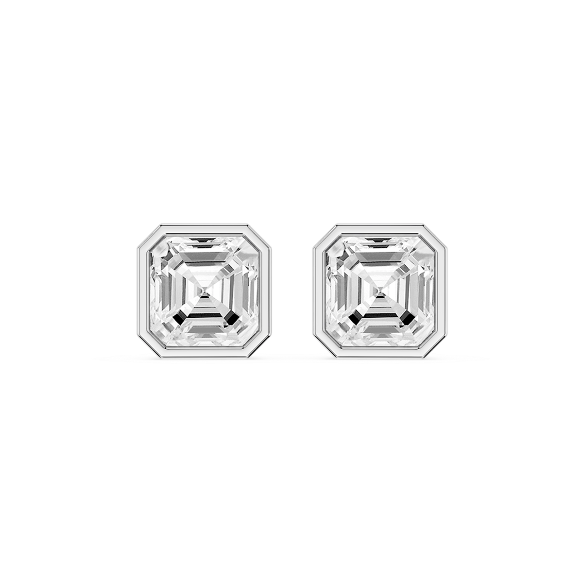 Asscher Lab Grown Diamond Bezel Set Certified Stud Earrings