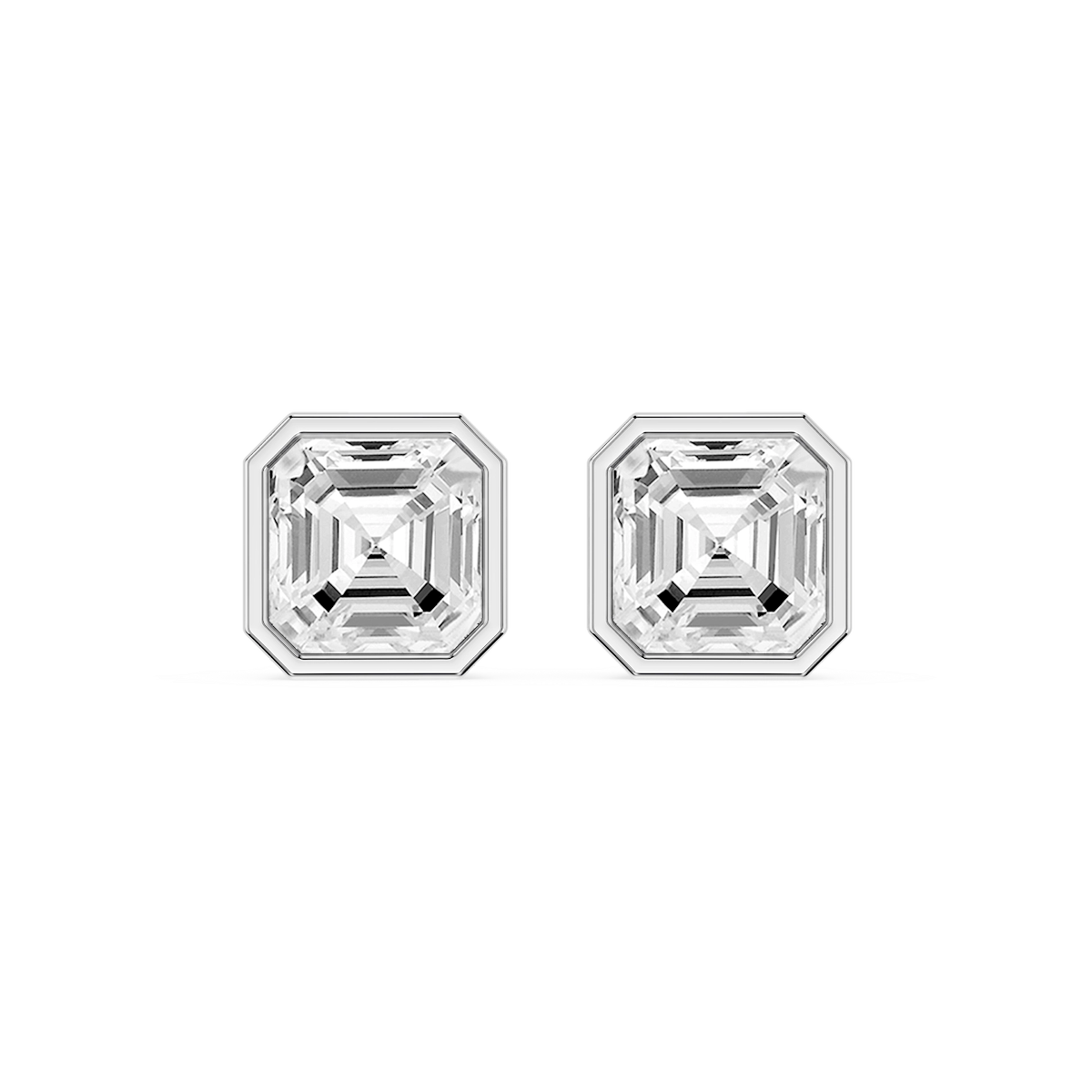 Asscher Lab Grown Diamond Bezel Set Certified Stud Earrings