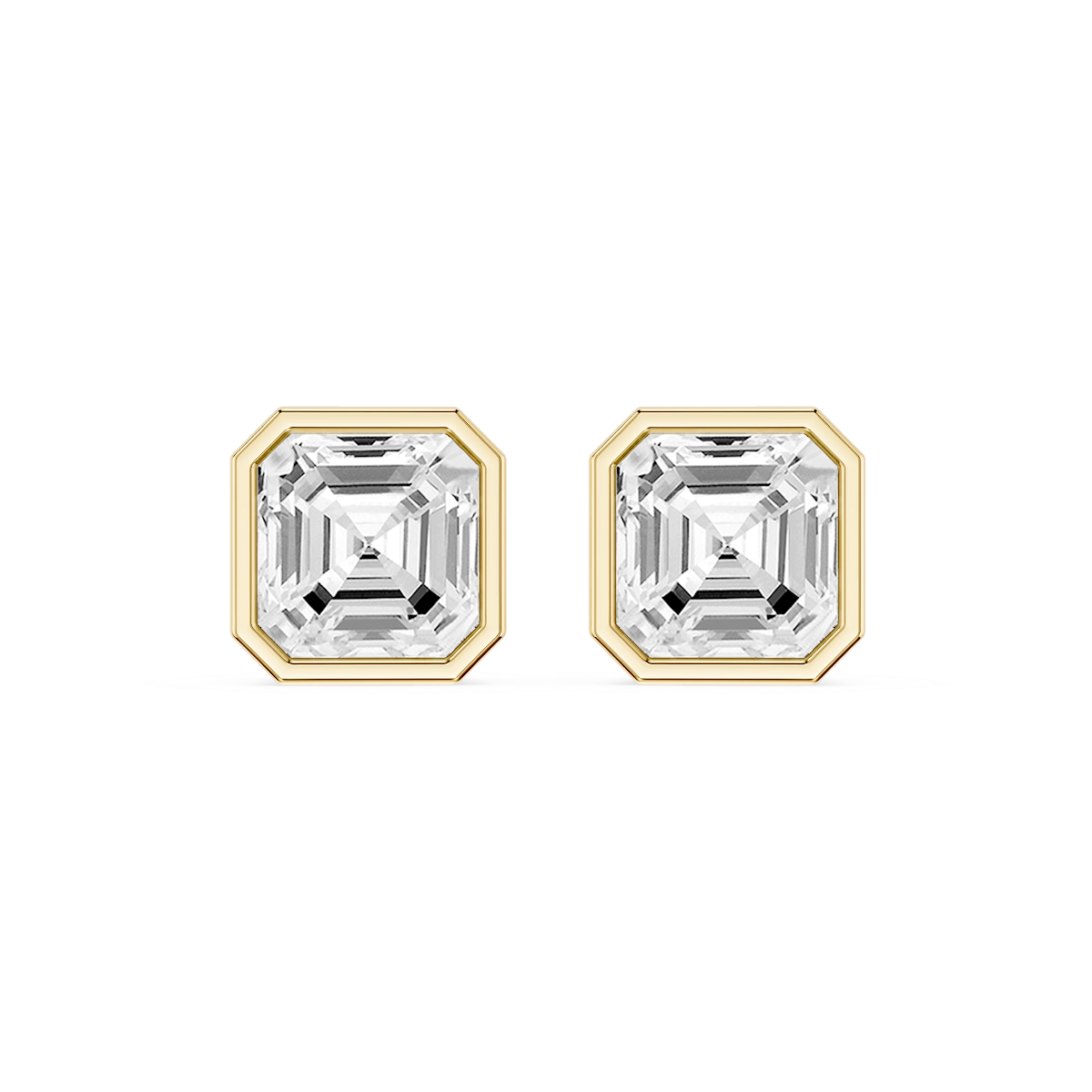 Asscher Lab Grown Diamond Bezel Set Certified Stud Earrings
