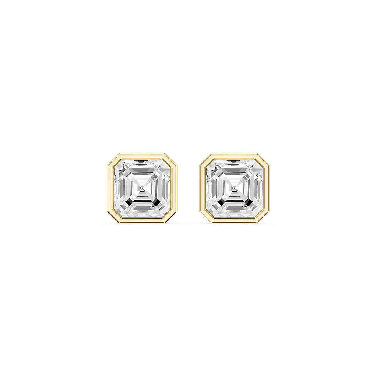 Asscher Lab Grown Diamond Bezel Set Certified Stud Earrings