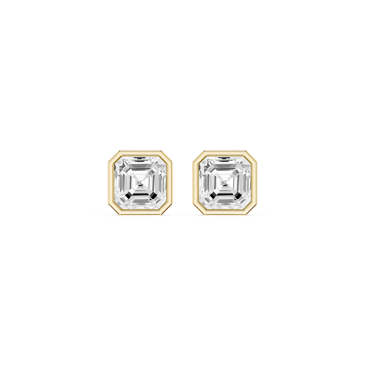 Asscher Lab Grown Diamond Bezel Set Certified Stud Earrings