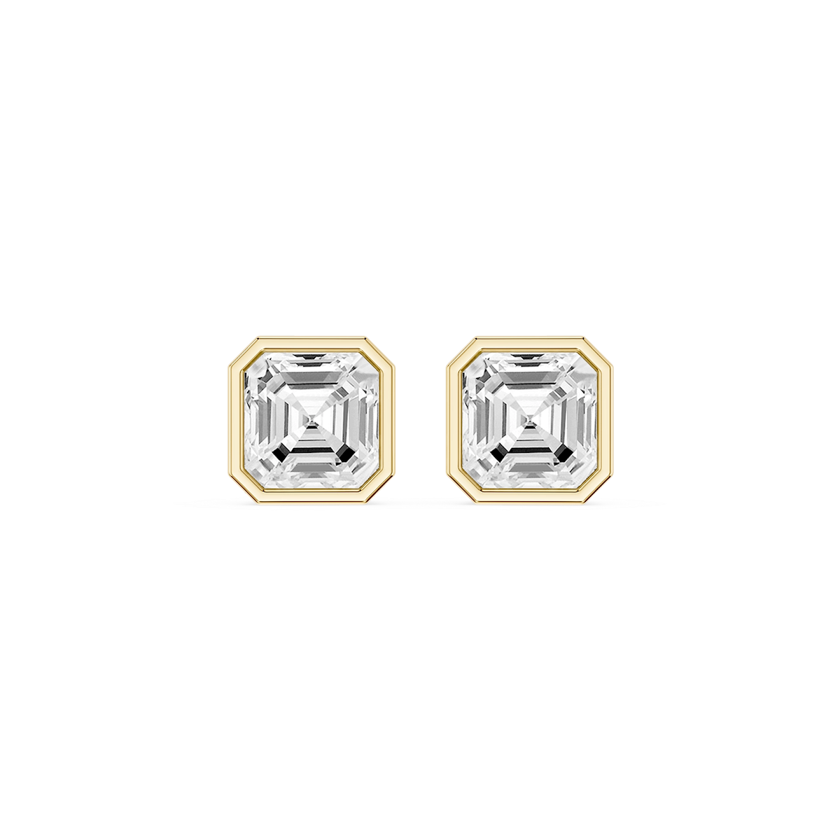 Asscher Lab Grown Diamond Bezel Set Certified Stud Earrings