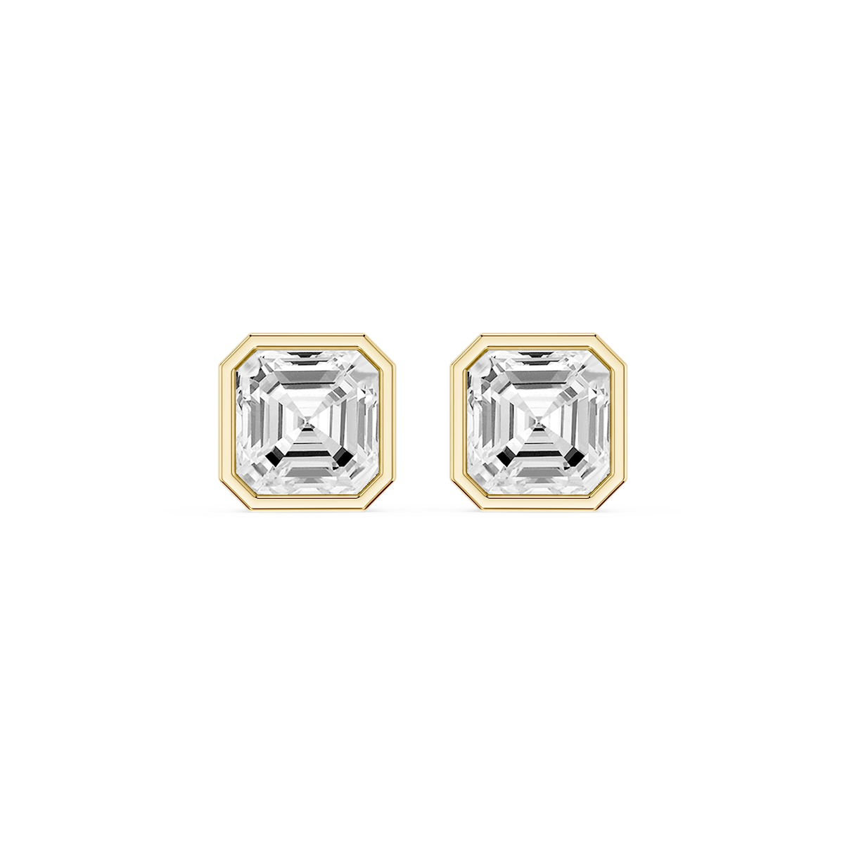 Asscher Lab Grown Diamond Bezel Set Certified Stud Earrings