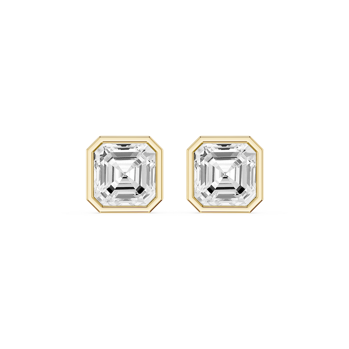 Asscher Lab Grown Diamond Bezel Set Certified Stud Earrings