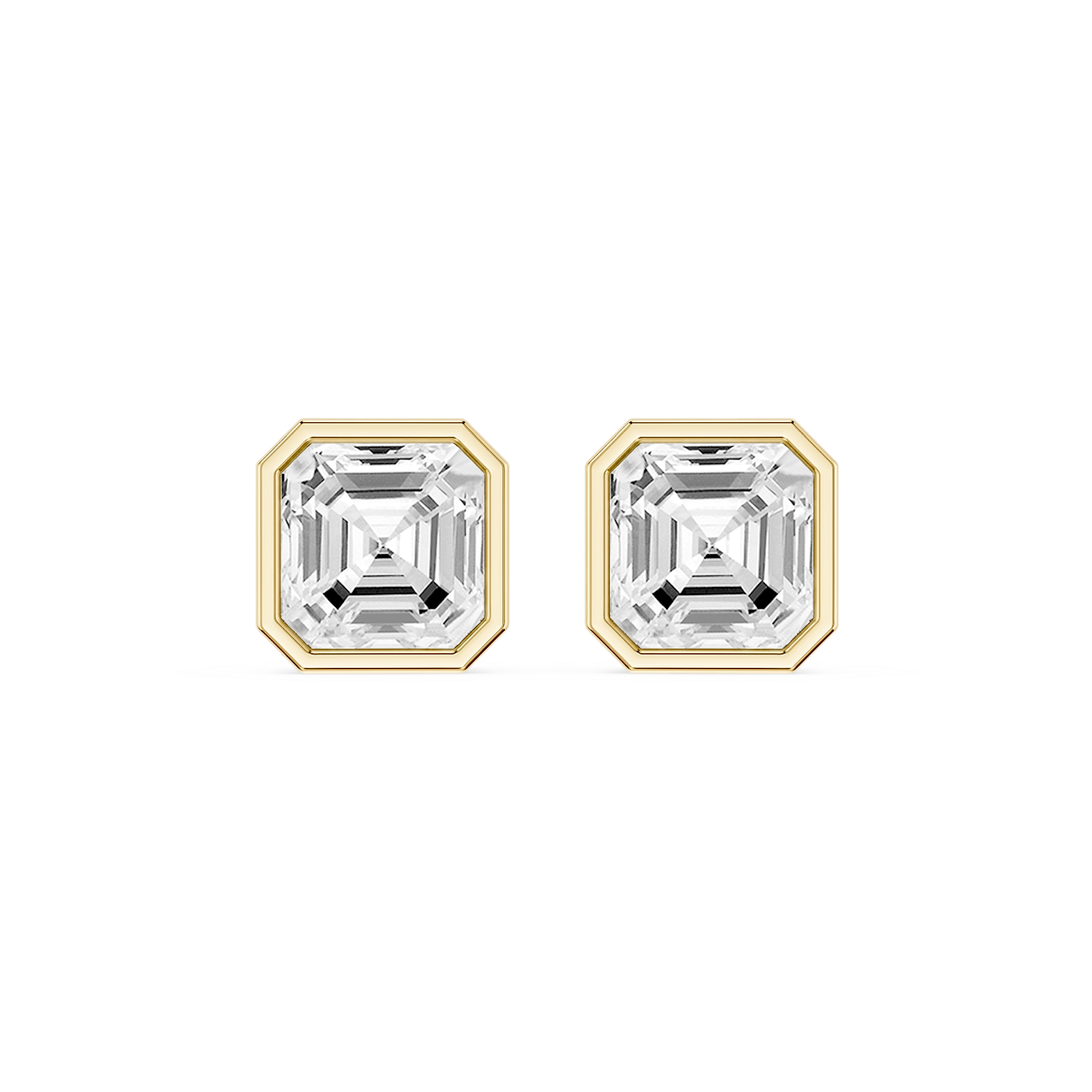 Asscher Lab Grown Diamond Bezel Set Certified Stud Earrings